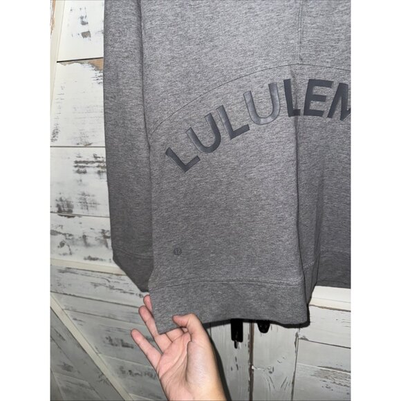 Lululemon Cut Above Hoodie Expression Heathered Gray Logo Back Side Slits Size 8 - Picture 5 of 10